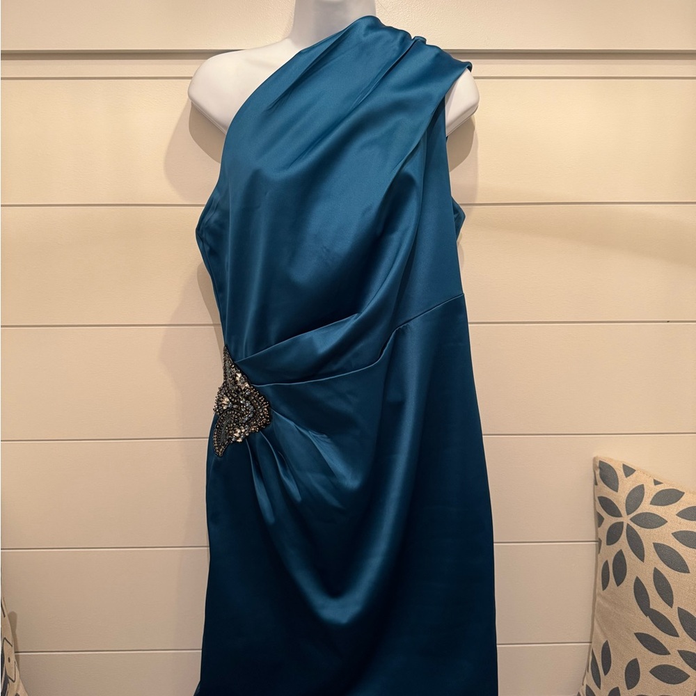 Eliza J Blue One-Shoulder Cocktail Gown, Women’s 14